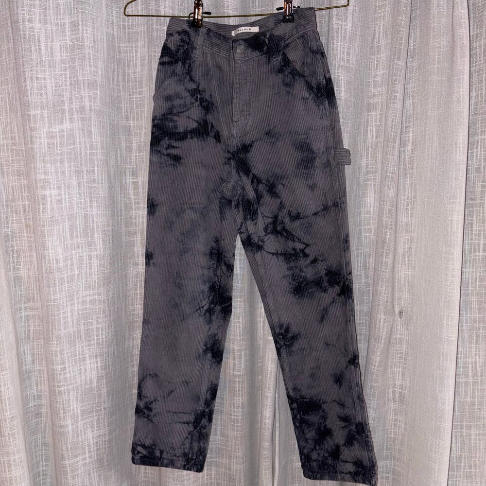 Y2K PACSUN High Rise Carpenter Corduroy Pants Size 24- Gray Quartz TyeDye